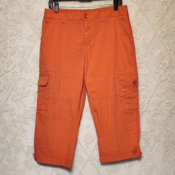 Caribbean Joe Pants - Caribbean Joe Cargo Capri Neony Orange Women Size 10 Summer